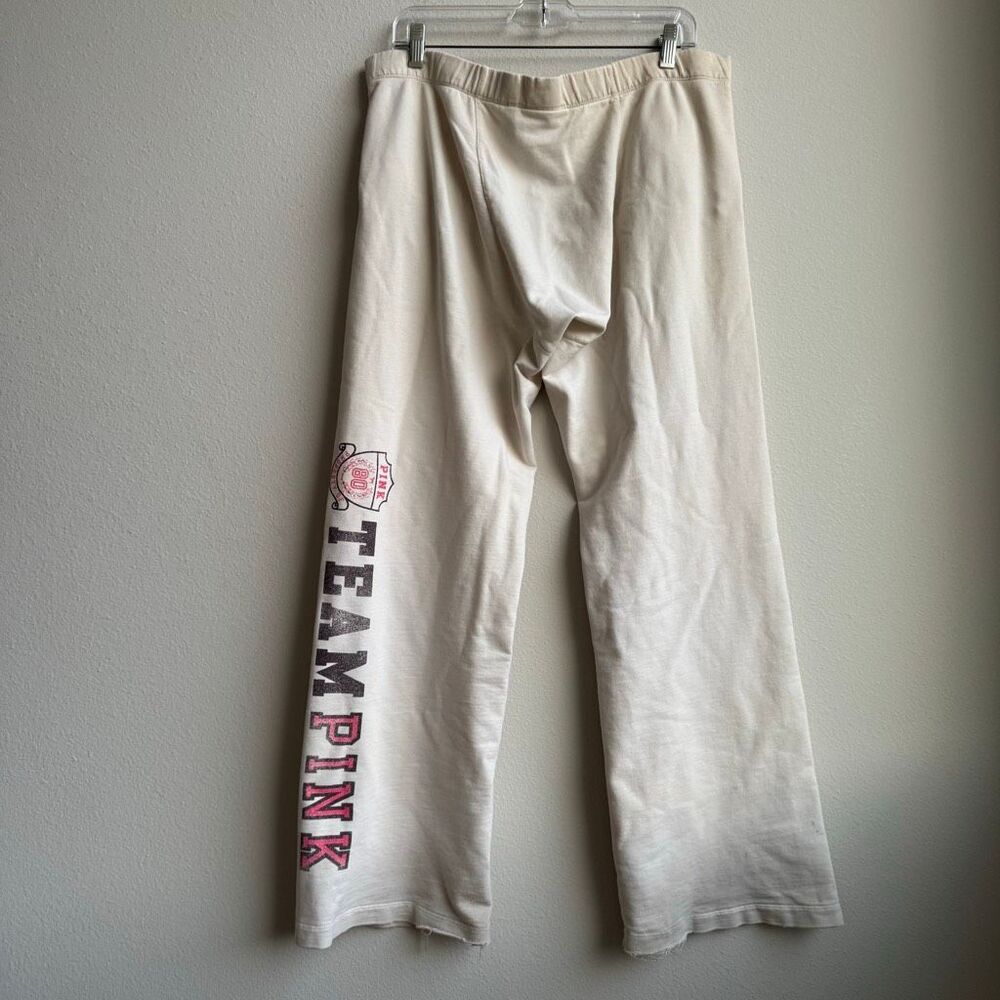 Vintage Y2K Victoria's Secret Cream Pink Flare Sweat Pants Size Small Fits Large